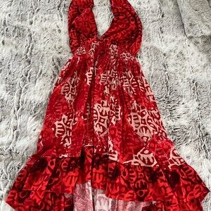 Free People Red Patterned High Low Dress